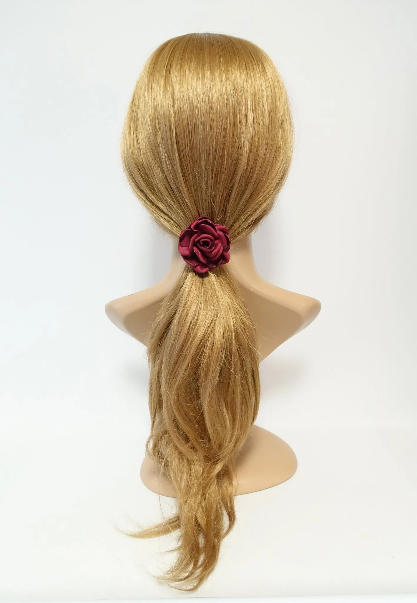 simple rose flower hair elastic ponytail holder