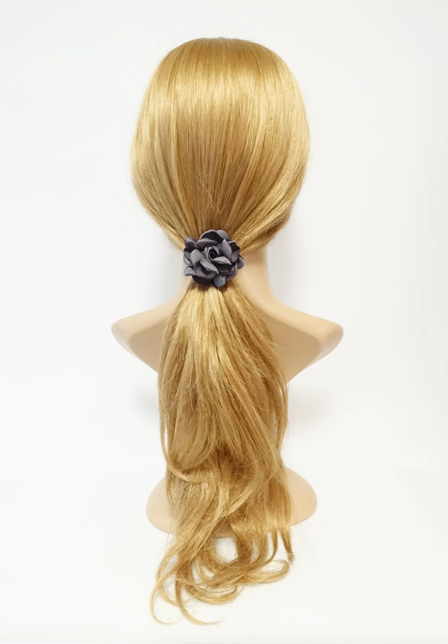 simple rose flower hair elastic ponytail holder