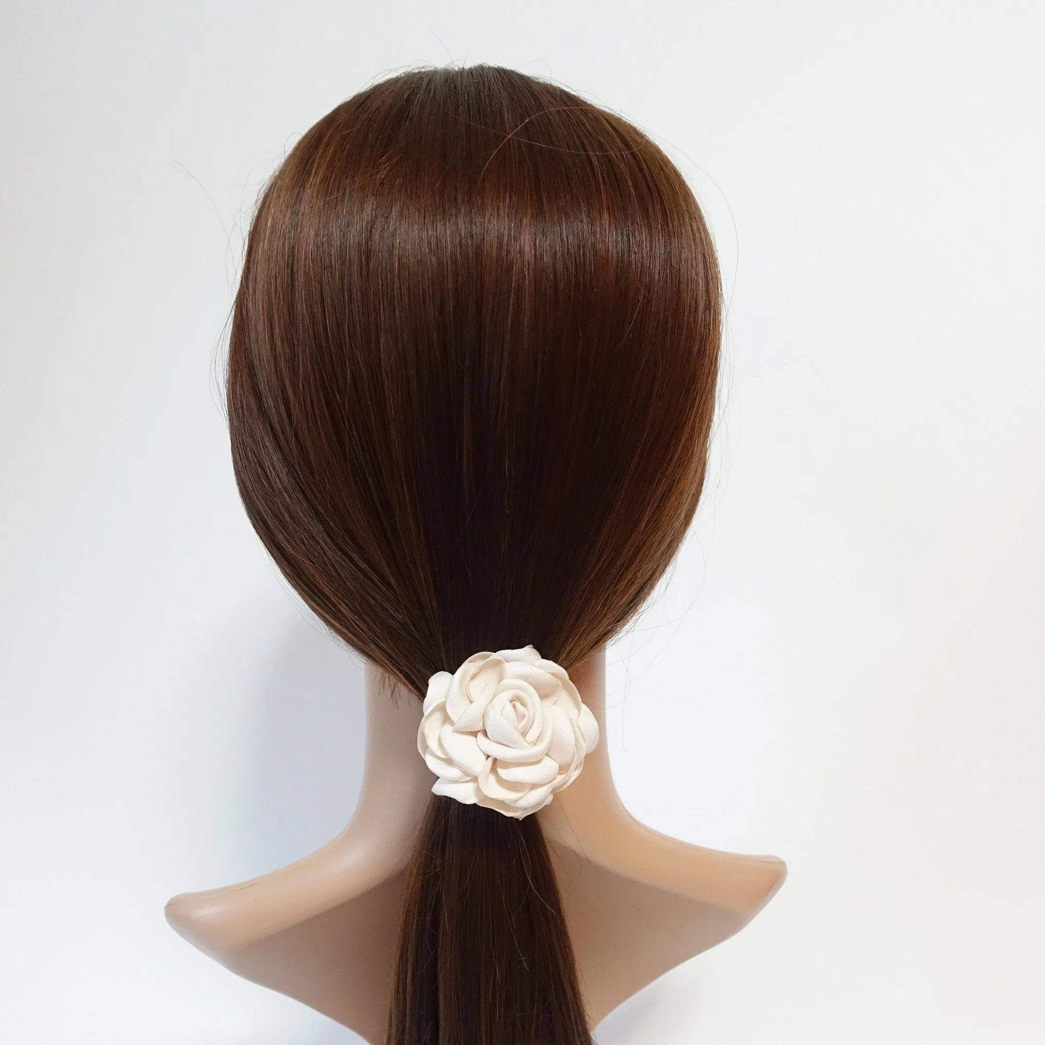 simple rose flower hair elastic ponytail holder