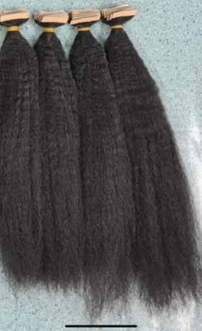 Sleek and Chic: Kinky Straight Tape-In Hair Extensions