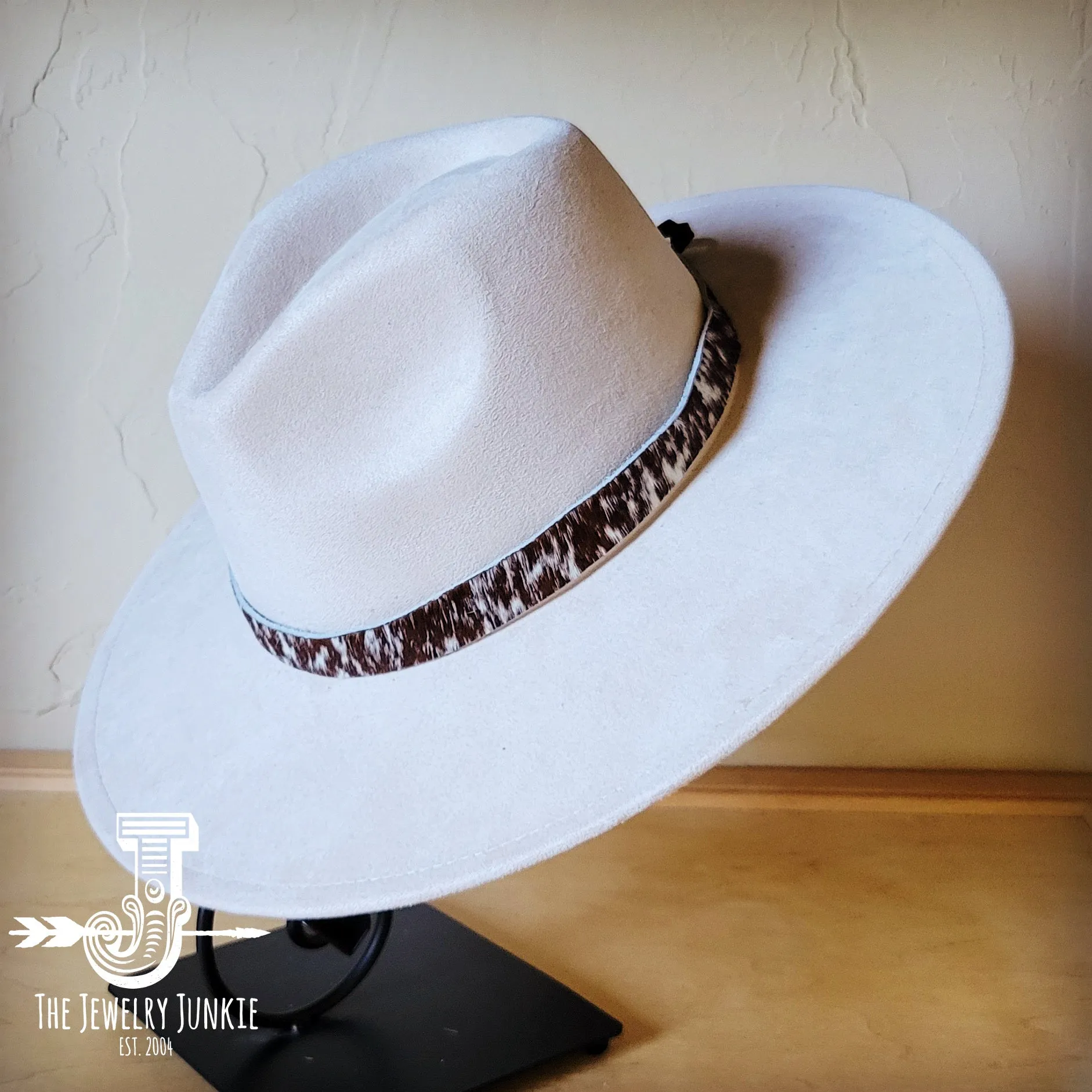 Spotted Brown Hair-on-Hide Leather Hat Band Only 984c