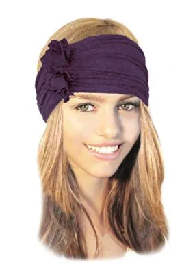 Stretch Chunky Wide Head-band, Hair-band, Boho Chic Head-wrap (Aubergine - 282)