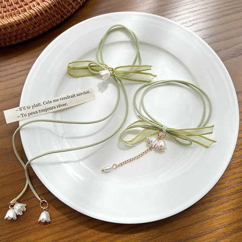 Sweet lily-of-the-valley, forest-based bow hair tie, thick, long and short, elegant and sweet, gorgeous and soft, popular elements, hair styling, hair accessories