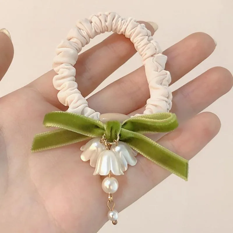 Sweet lily-of-the-valley, forest-based bow hair tie, thick, long and short, elegant and sweet, gorgeous and soft, popular elements, hair styling, hair accessories