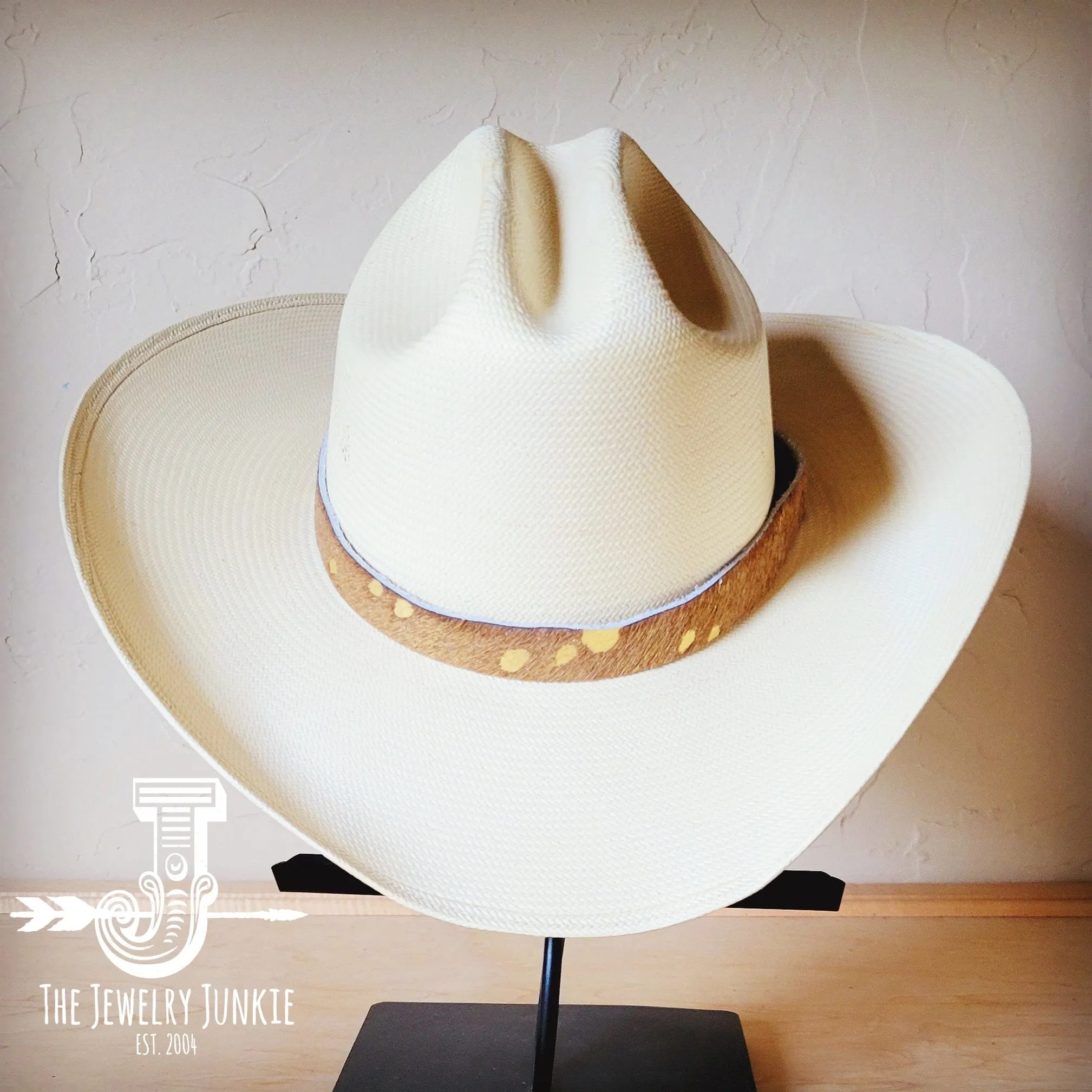 **Tan Metallic Leather Hat Band Only 984b