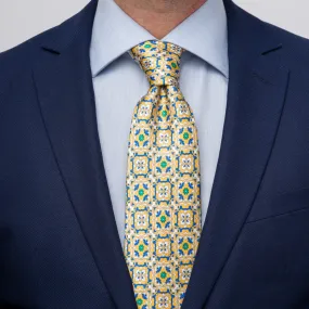 The Majolica of Taormina Yellow Duchesse Silk Tie