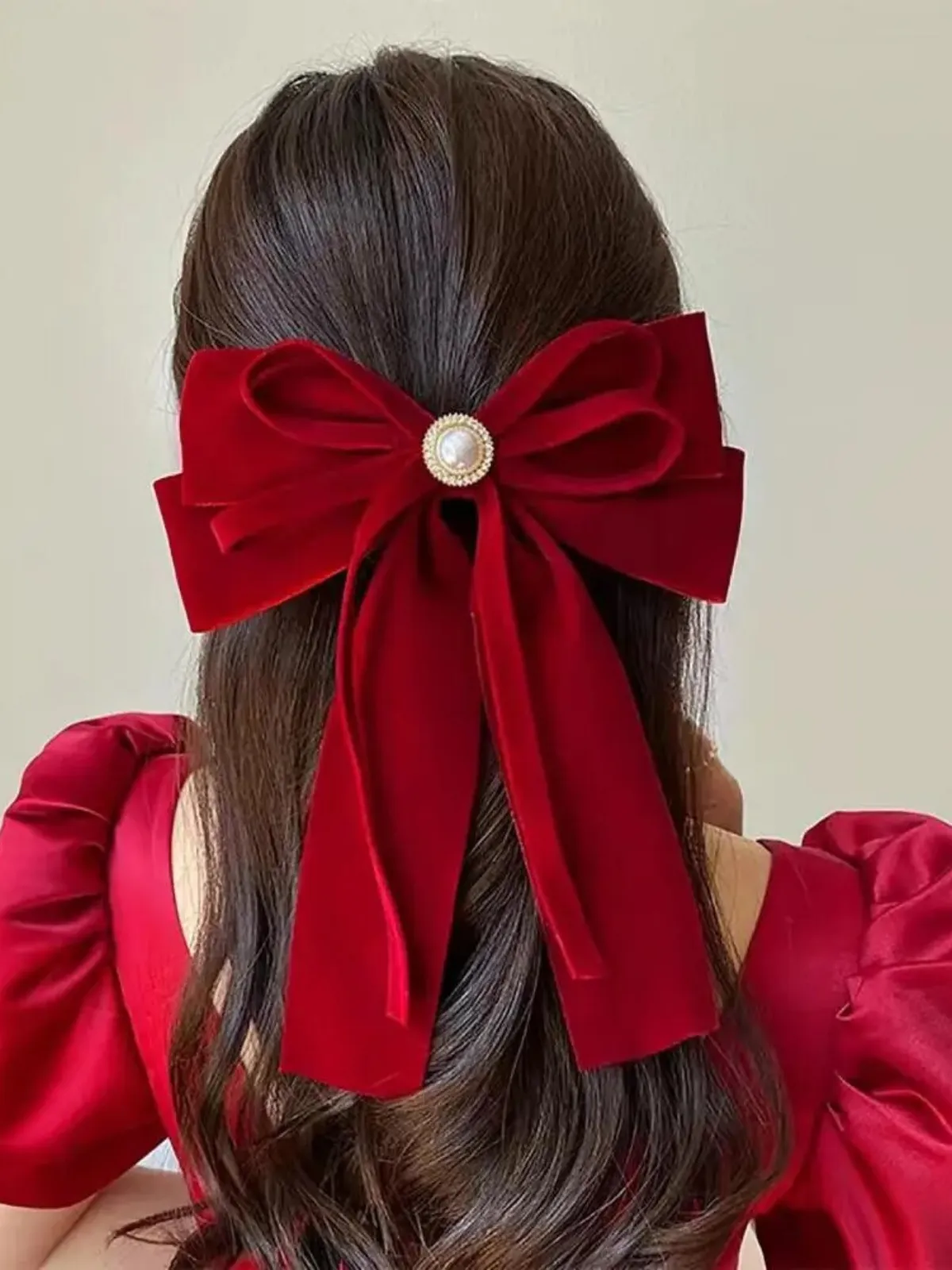 Truly Fancy Finish Red Velvet Hair Bow