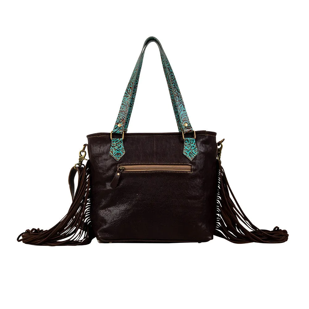 Turquoise Zapata Leather & Hairon Bag.