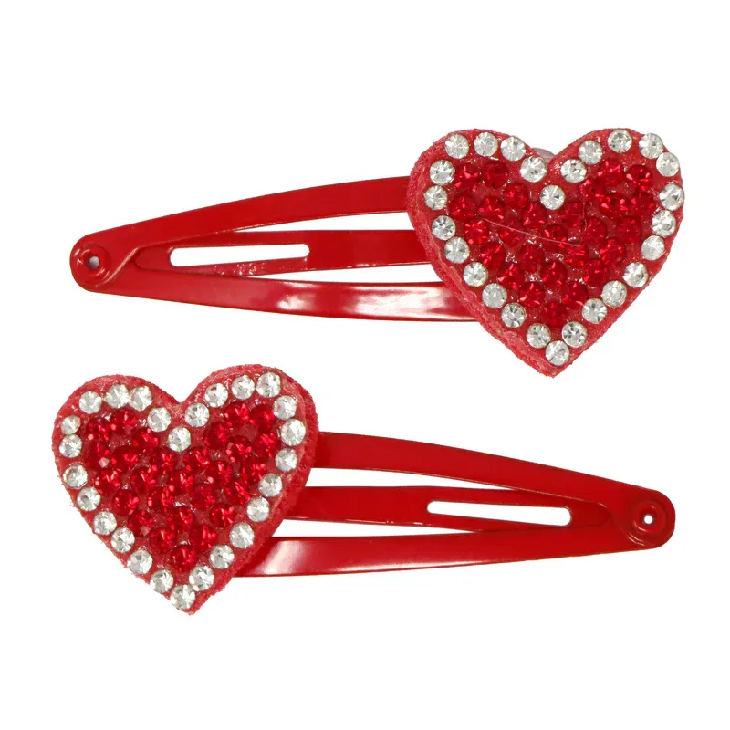 Twinkling Christmas Heart Snap Hair Clips