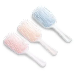 UMAI Detangler Hair Brush | Flexible Bristles | Paddle Brush with Cushioning for Smoothening out Curls, Straightening and Styling Hair|Wet & Dry Hair Pain Free Detangling (Beige-Blue-Pink)