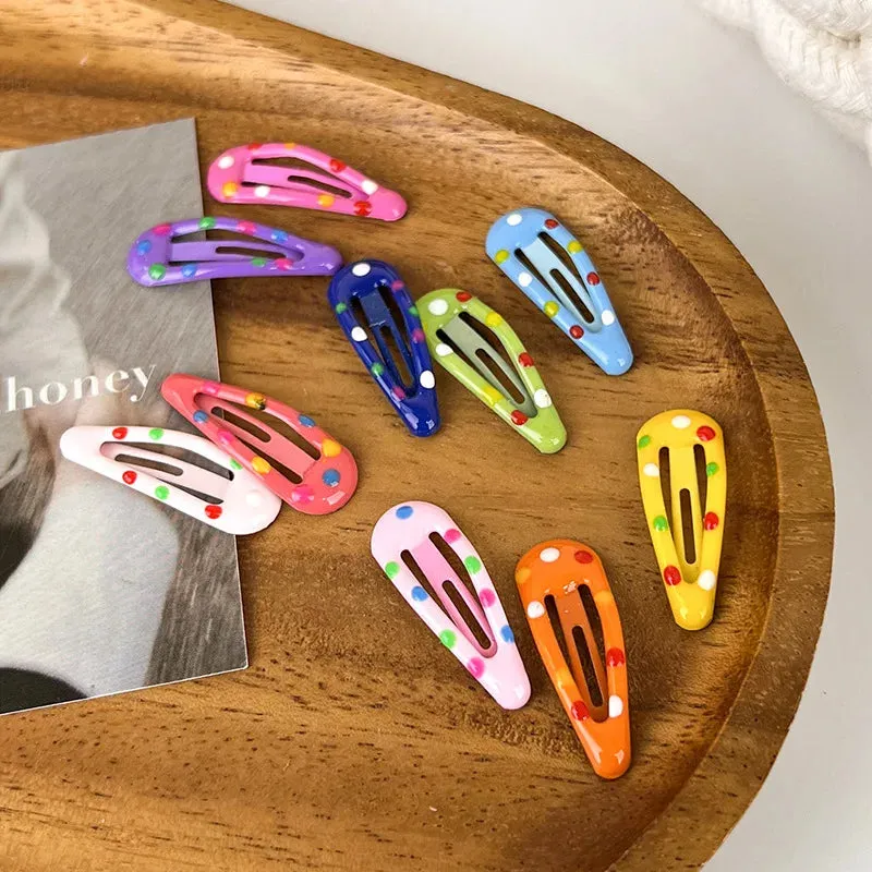 VAIGE 10pcs Colorful Bear Star Waterdrop Shape Hair Clips Set - Alloy Geometric Barrettes for Children