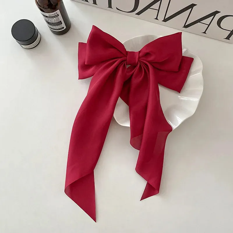 VAIGE Chic Bow Ribbon Hair Clip in Black, White, and Red