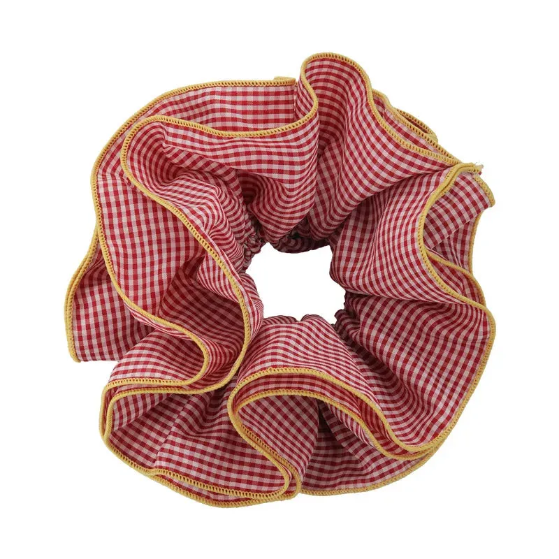 VAIGE Colorful Geometric Ruffle Hair Scrunchies and Headbands - Cotton Blend Elastic Hair Accessories