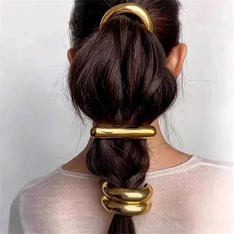 VAIGE Geometric Candy Color Metal Hair Bands with Crystal Accents - Trendy Elastic Hair Accessories for Special Occasions