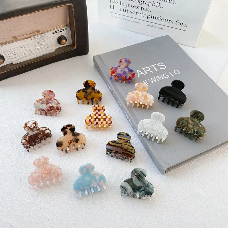 VAIGE Mini Acetate Hair Claws - Geometric Pattern Hair Clips for Casual Styling and Ponytails