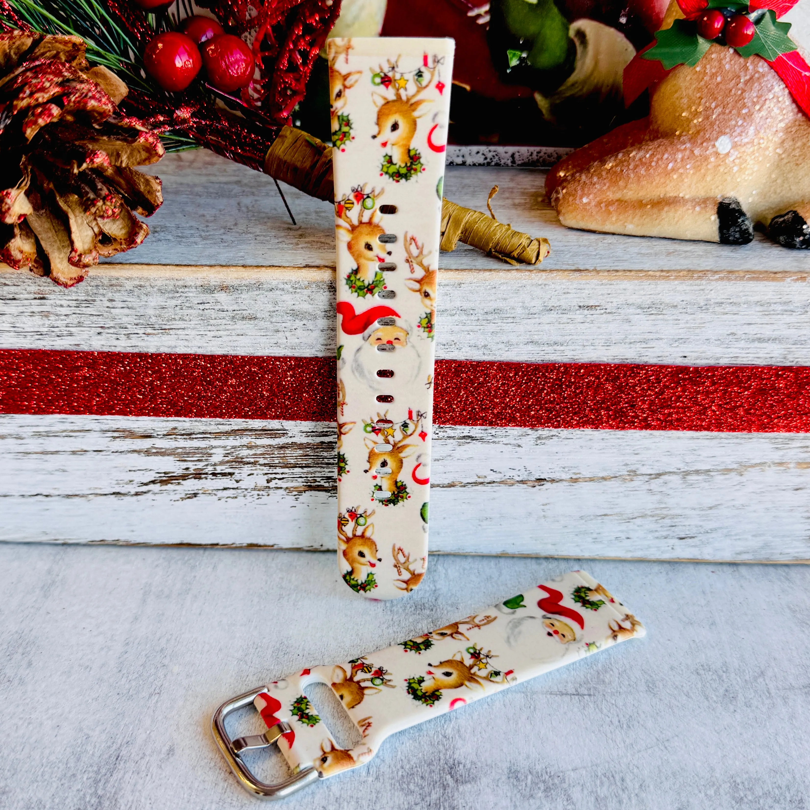 Vintage Christmas Print Silicone Band For Fitbit Versa 3/4/Sense