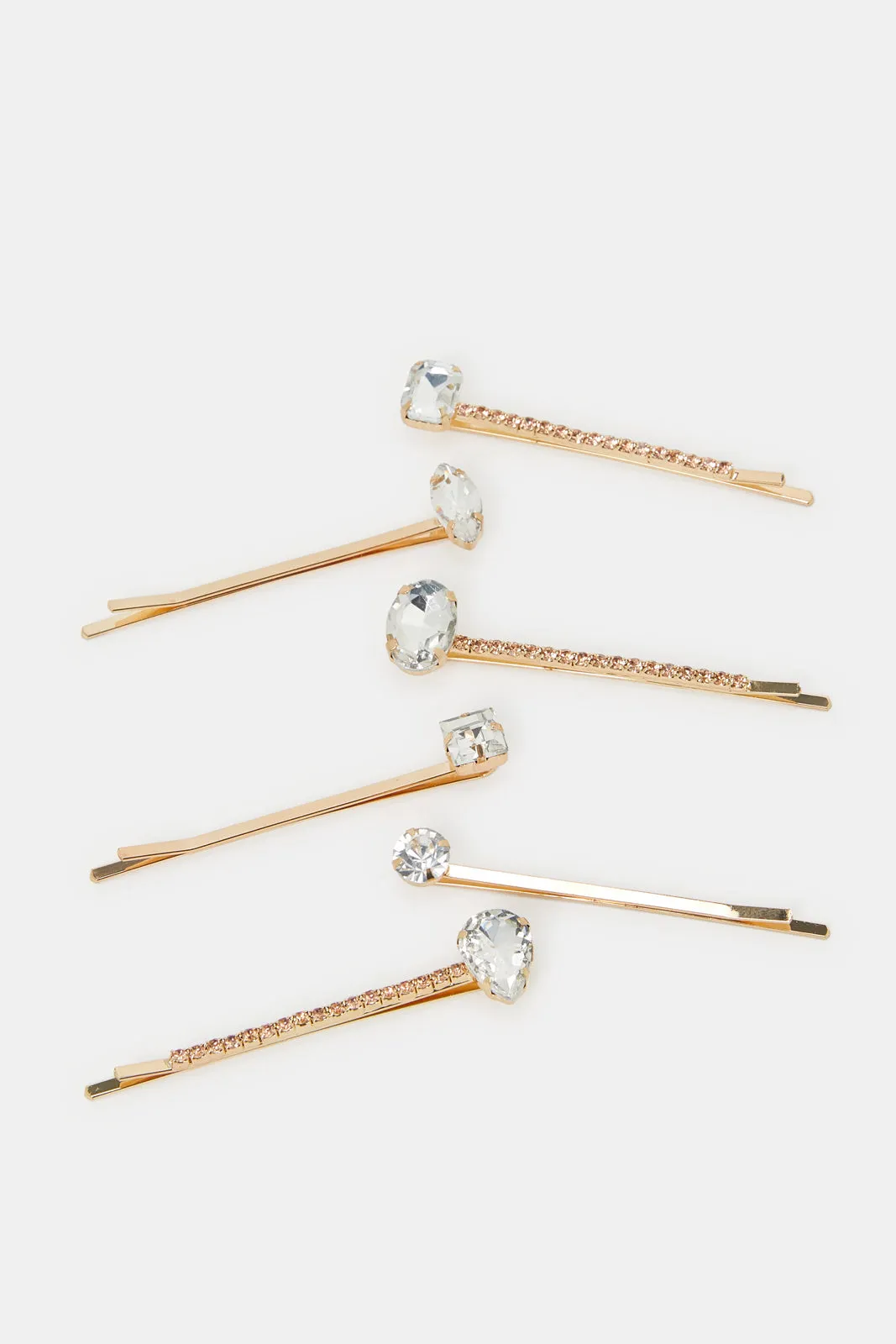 Women Gold Diamante Hair Clip (Pack of 6)