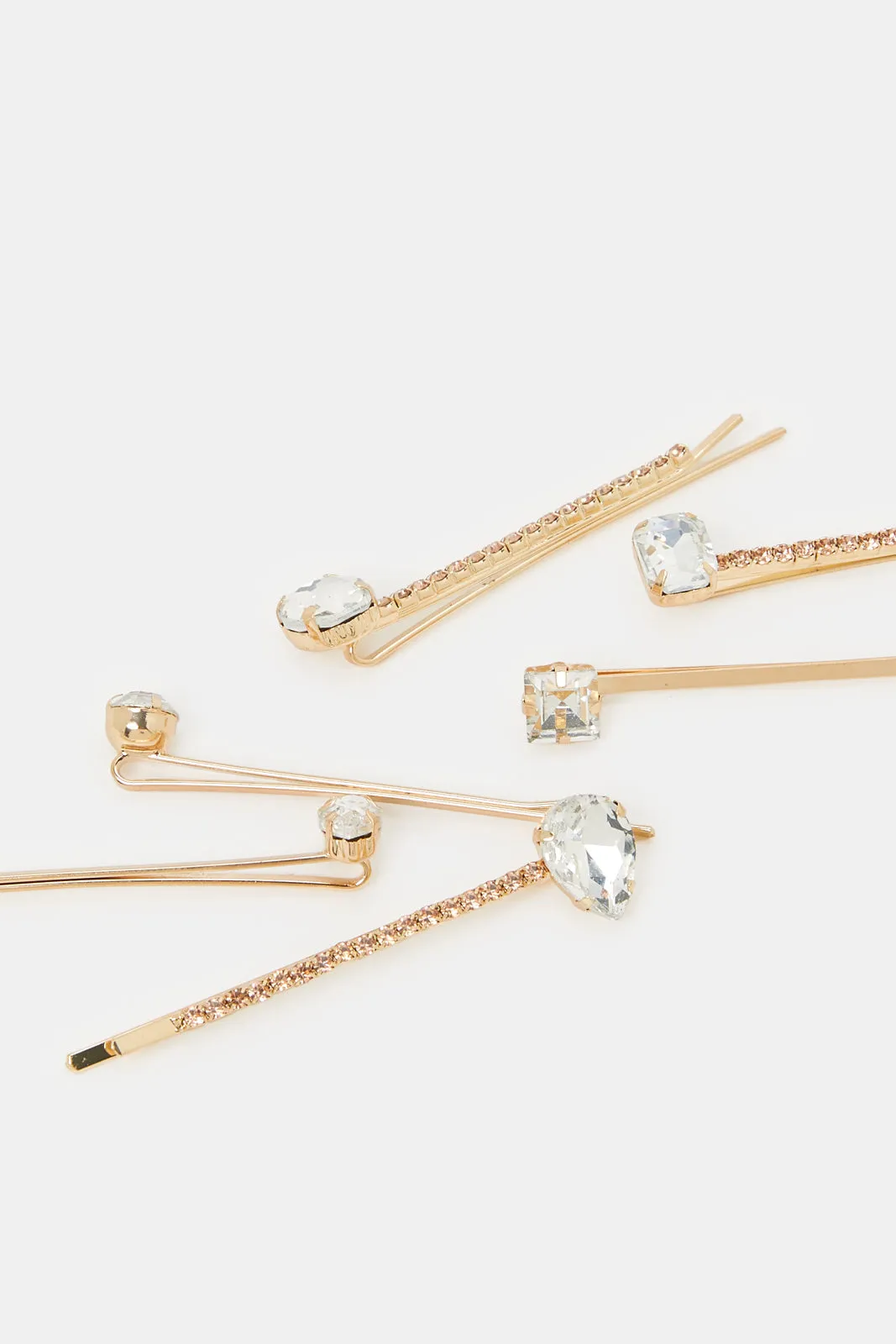 Women Gold Diamante Hair Clip (Pack of 6)