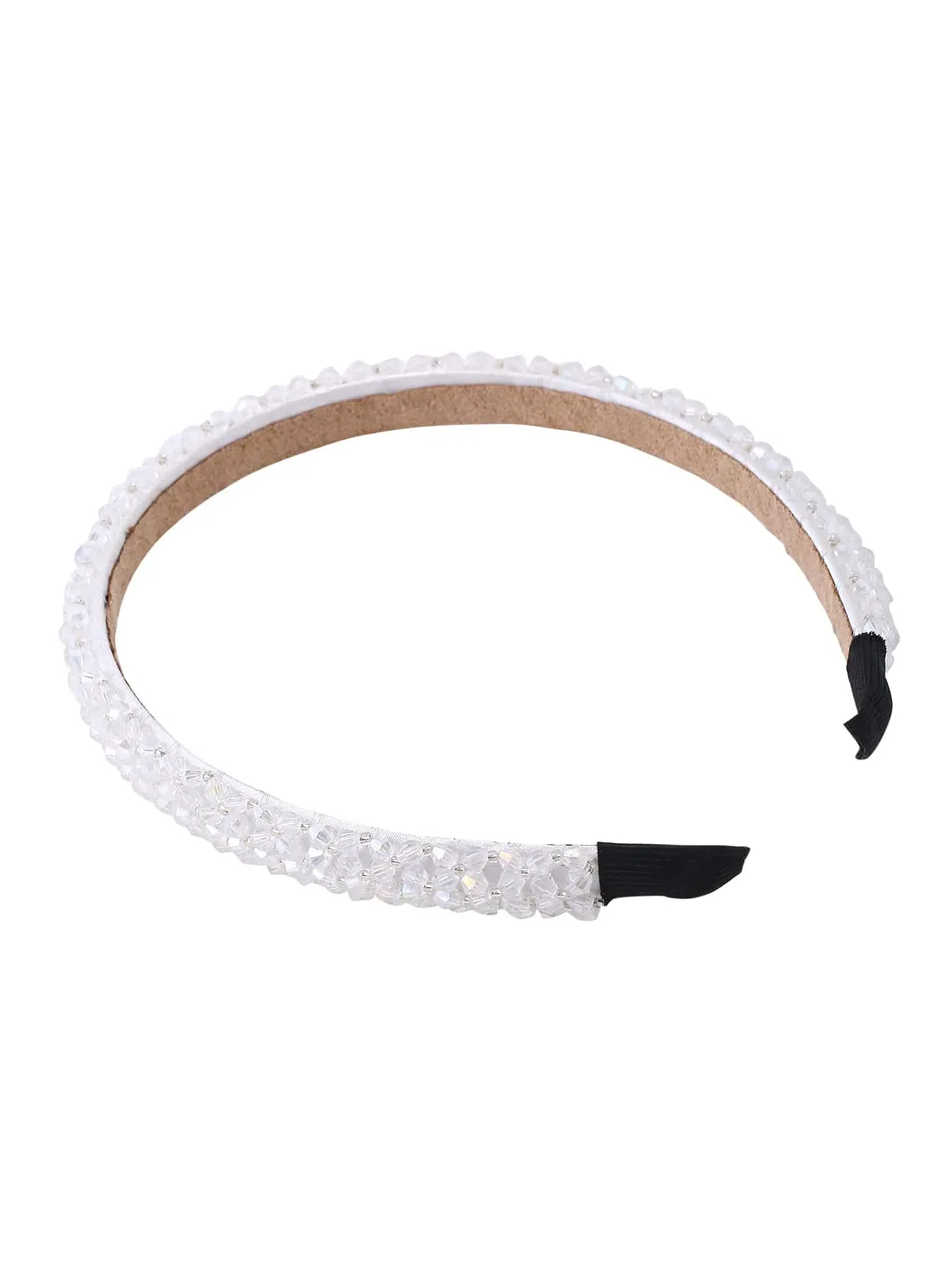 Yellow Chimes Crystal Rhinestone Headband, White Headband for Women and Girls (Pack of 1)