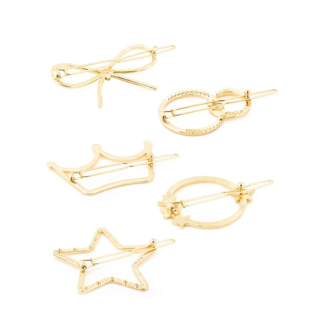 Yellow Chimes Hair Clips for Women Girls Hair Accessories for Women Golden Hair Clip 5 Pcs Hair Clips for Girls Star Bow Hairclips Alligator Clips Hair Pins for Women and Girls Gift For Women & Girls